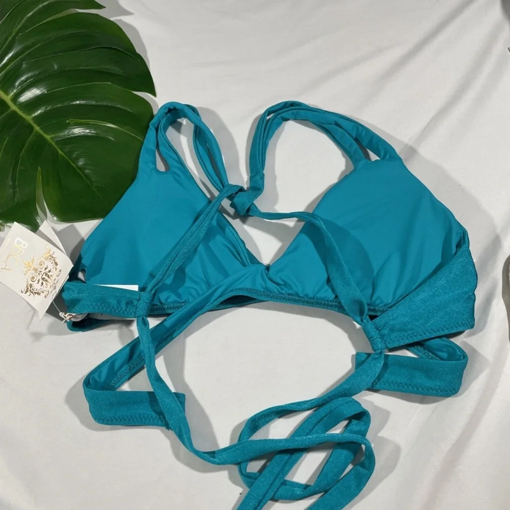 NWT‎ Becca Shimmer Wrap Bikini Top In Arcadia [ SZ Large ]